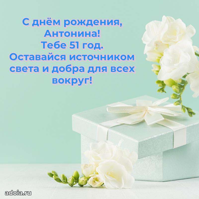 Современная открытка поздравление Антонине с Днем Рождения на 51 год