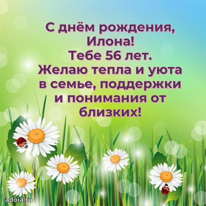 Открытка с Днем Рождения Илоне 56 лет