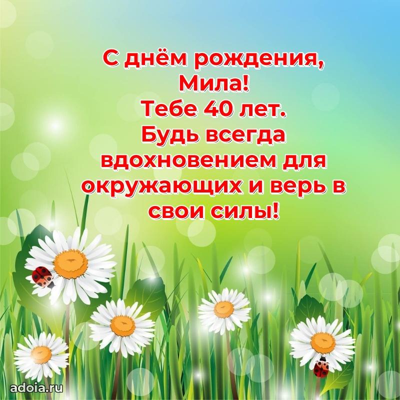 Открытка с Днем Рождения Миле 40 лет