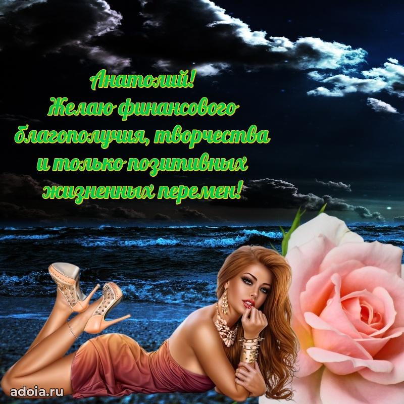 Открытка для ватсап с днем рождения Анатолию
