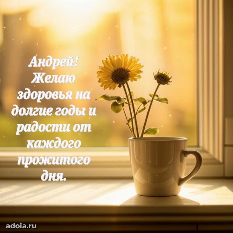 Открытка с пожеланиями Андрею для ватсапа