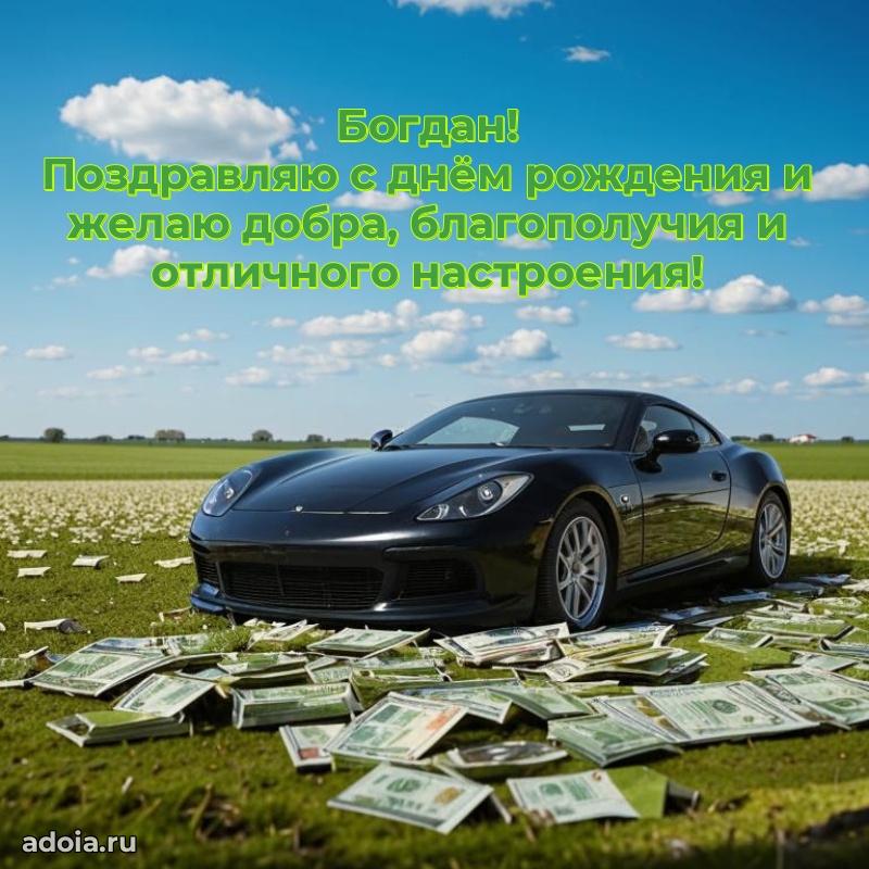 Открытка с пожеланиями Богдану для ватсапа