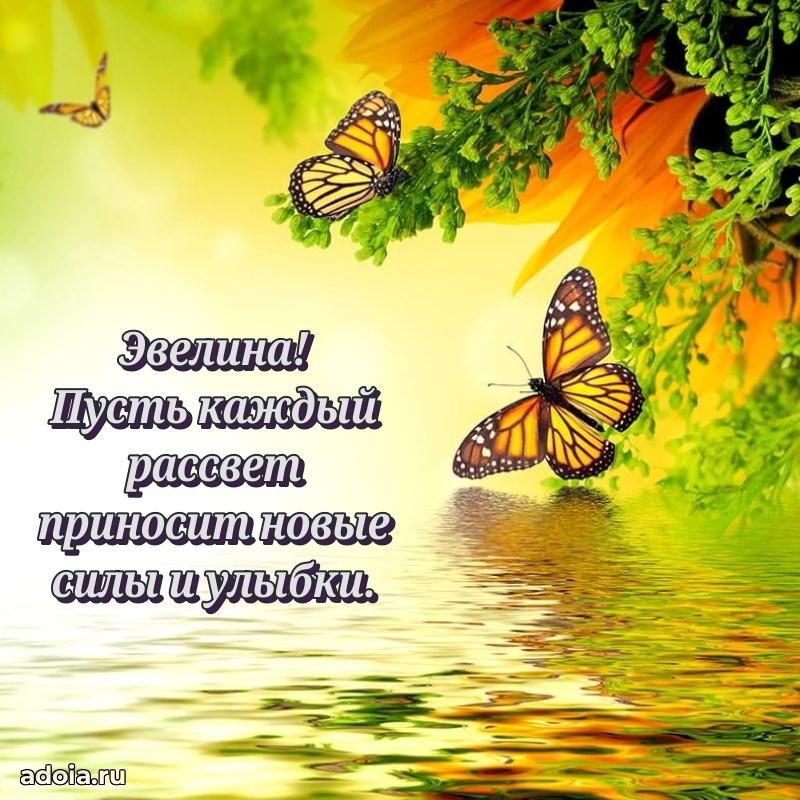 Открытка с пожеланиями Эвелине для ватсапа
