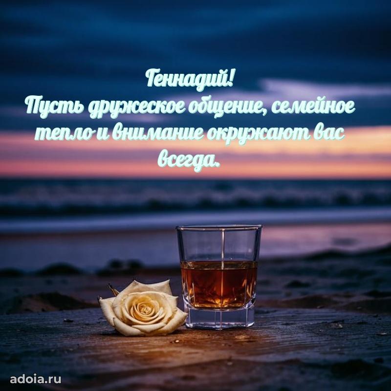 Открытка с пожеланиями Геннадию для ватсапа