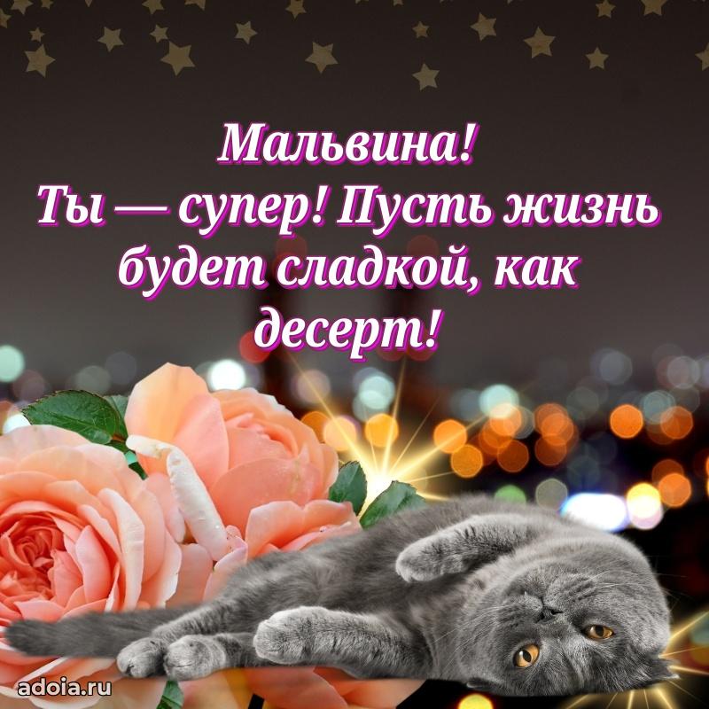 Открытка Мальвине праздничная