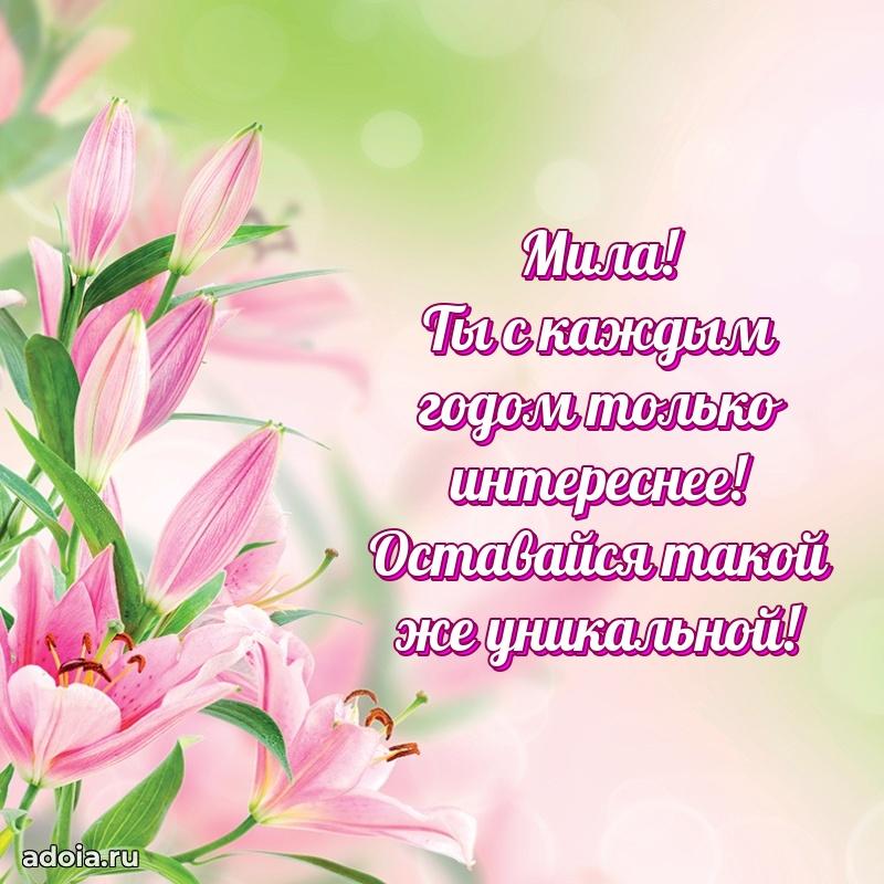 Открытка с пожеланиями Миле для ватсапа