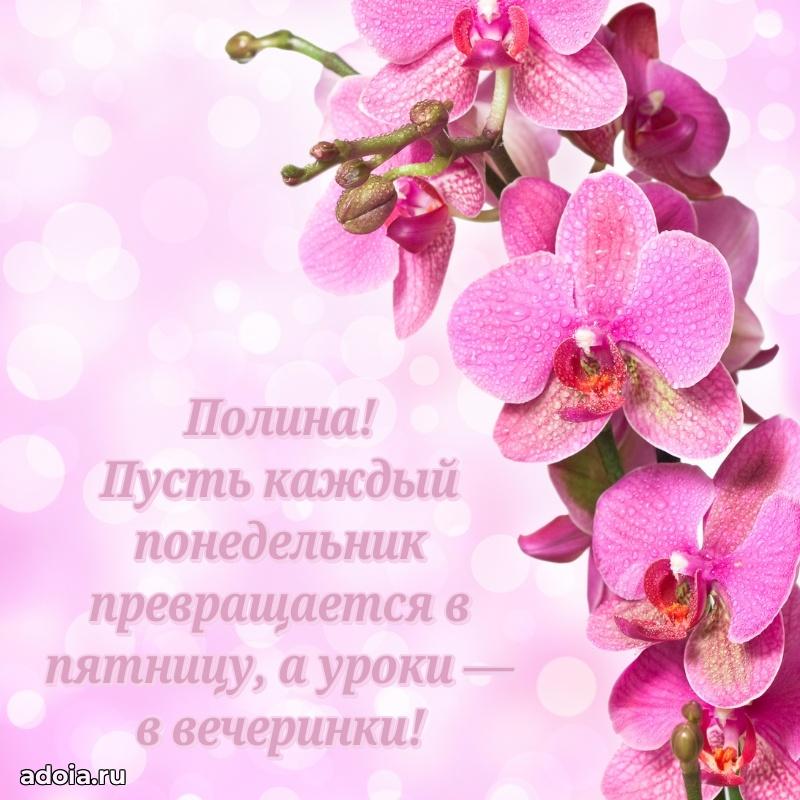 Мерцающая картинка Полине с днем рождения