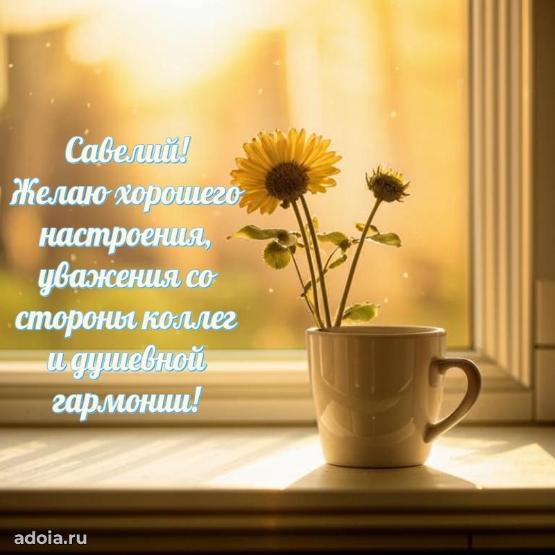 Открытка с пожеланиями Савелию для ватсапа