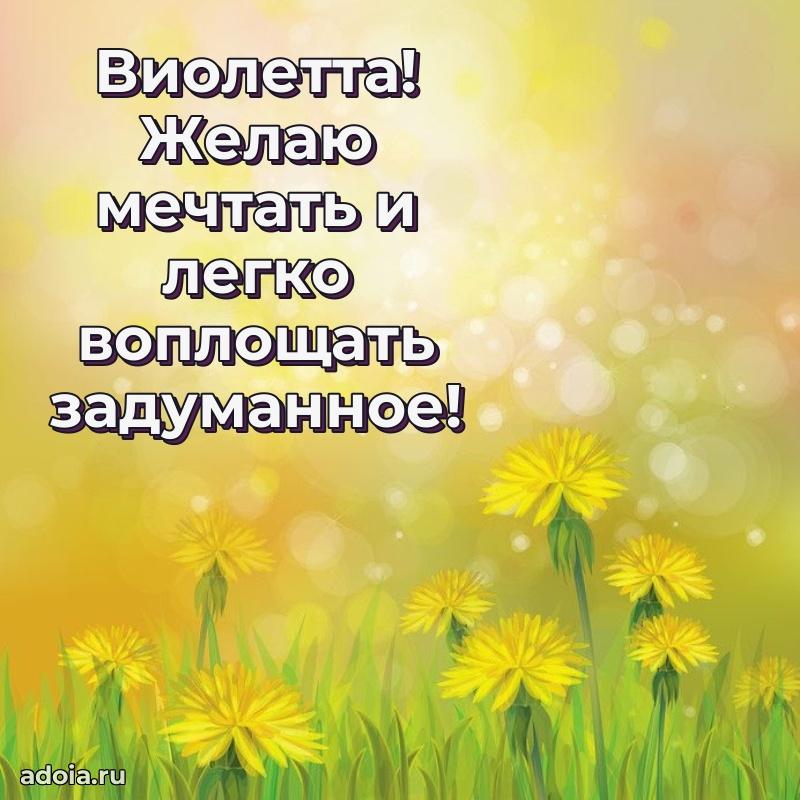 Открытка с пожеланиями Виолетте для ватсапа