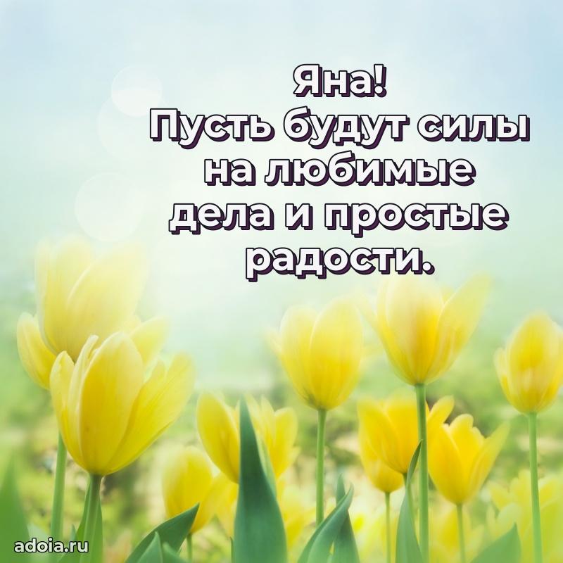 Открытка с пожеланиями Яне для ватсапа