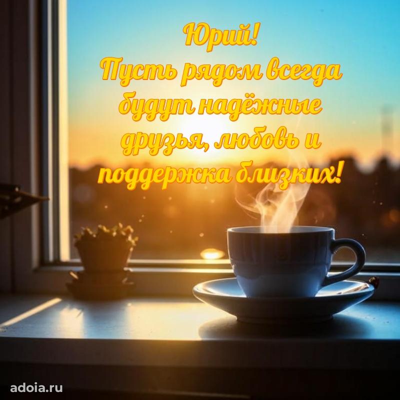 Открытка с пожеланиями Юрию для ватсапа