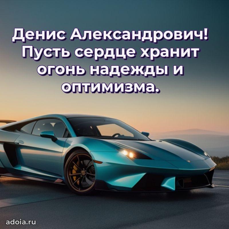 Праздничный дизайн открытки Денису Александровичу