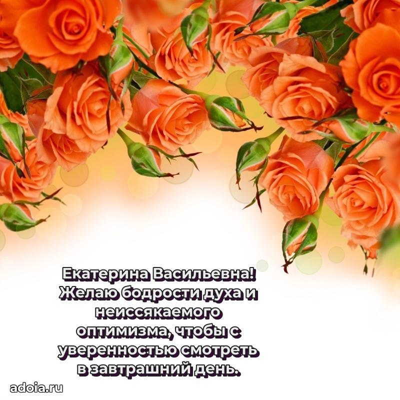Открытка с мягкими цветами Екатерине Васильевне