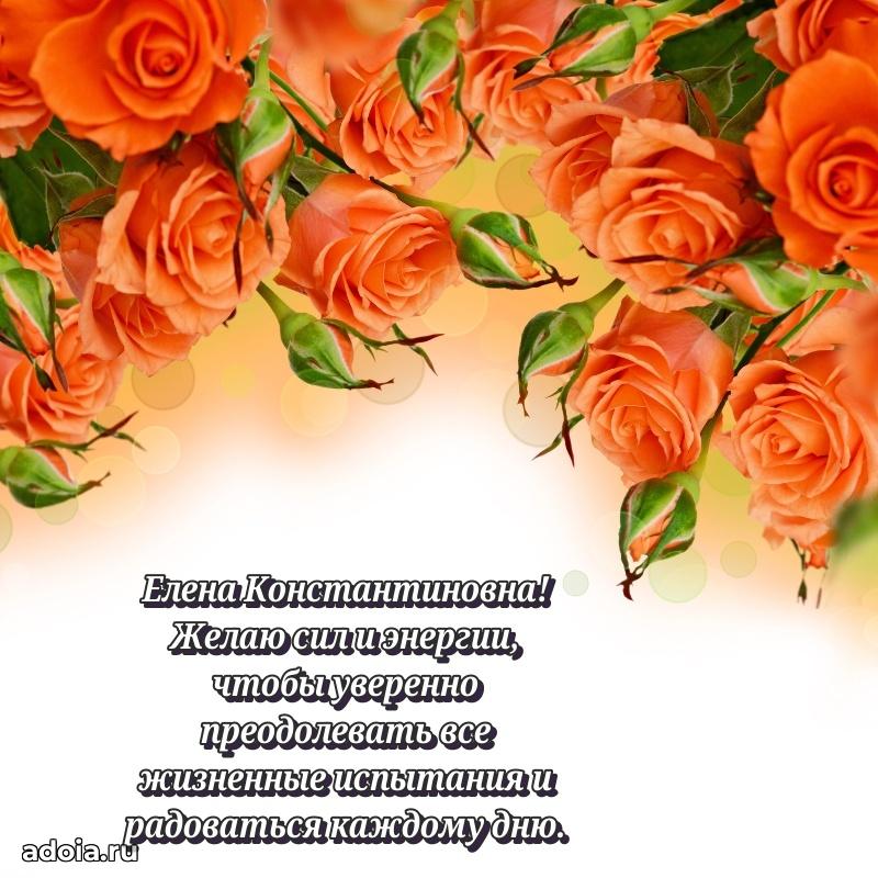 Праздничная открытка с теплыми словами Елене Константиновне