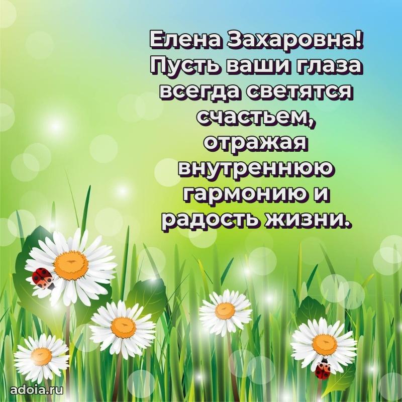 Открытка с мягкими цветами Елене Захаровне