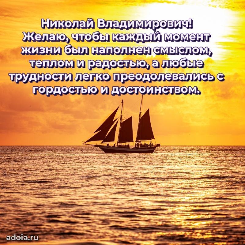 Праздничная мужская открытка в честь Николаю Владимировичу