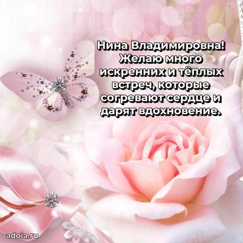 Открытка с мягкими цветами Нине Владимировне