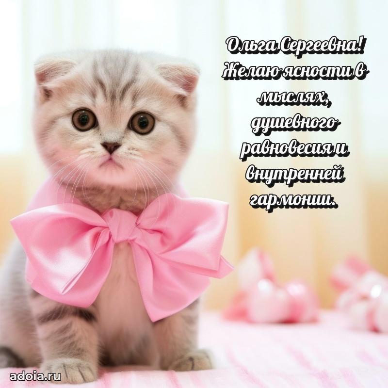 Открытка с мягкими цветами Ольге Сергеевне